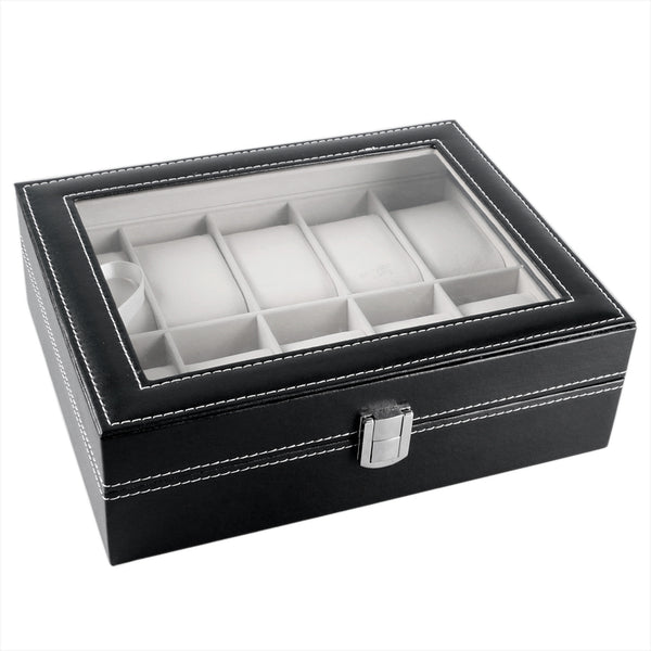 Classical Holder Black Leather Watch Box