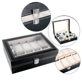 Classical Holder Black Leather Watch Box