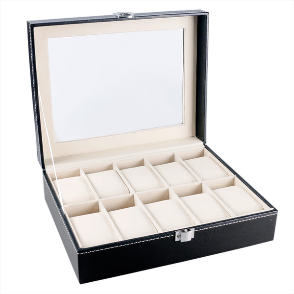 Classical Holder Black Leather Watch Box