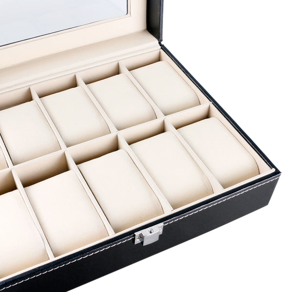 Classical Holder Black Leather Watch Box