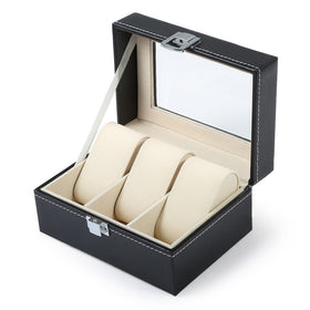3 Grids Slots PVC Leather Watch Case