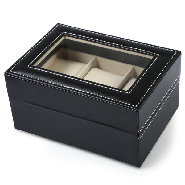 3 Grids Slots PVC Leather Watch Case