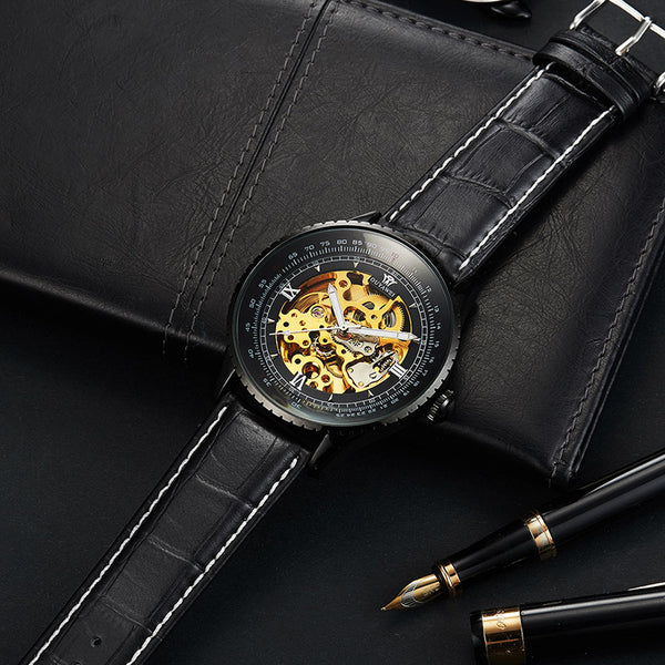 Montre Homme Leather Wristwatch