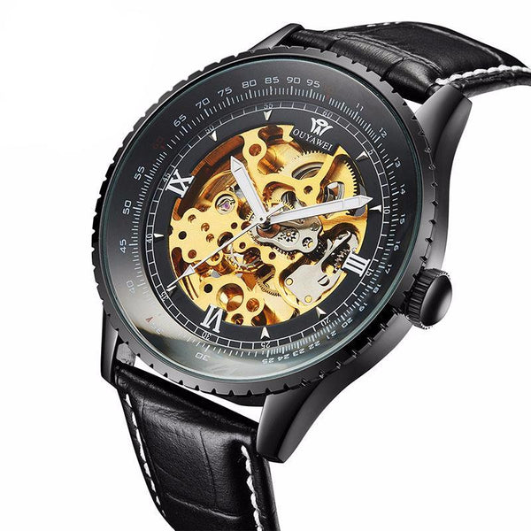 Montre Homme Leather Wristwatch