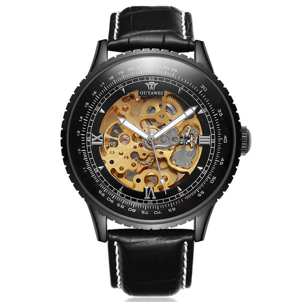 Montre Homme Leather Wristwatch